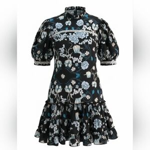 Kleid For Her Blue Floral Ruffled Dress SZ Medium